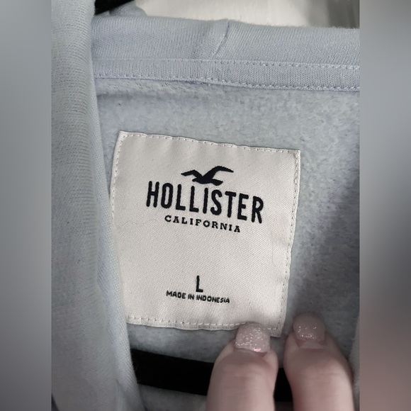 Hollister Pale Blue Cropped Hoodie - Picture 3 of 3